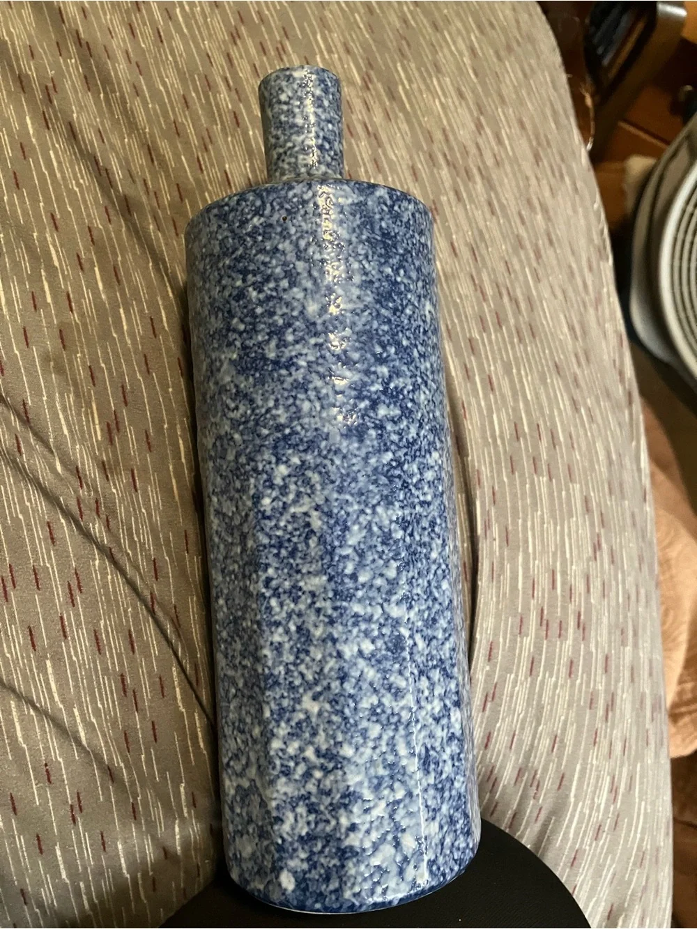 Williamsburg Virginia 18th Century Reproduction of Mottled Blue Pottery Bottle